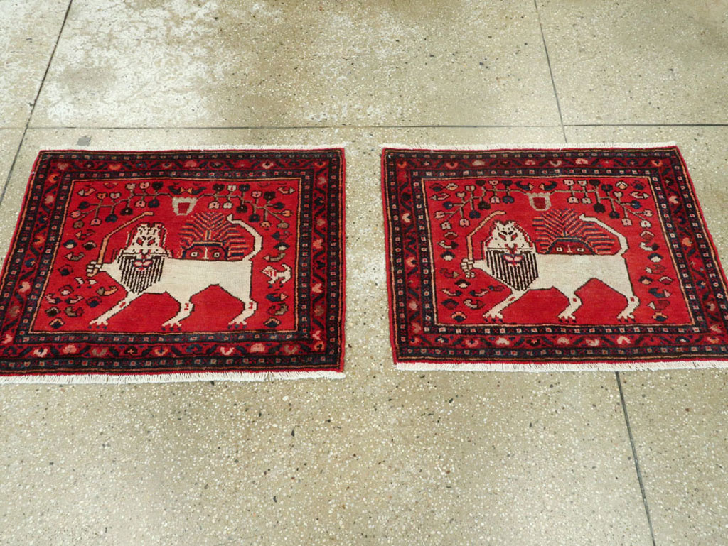 Vintage Persian Hamadan Pictorial Rug (Pair: 2 of 2), No.25262 - Galerie Shabab