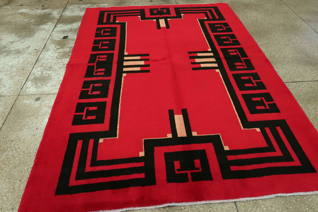 Vintage Persian Mashad Art Deco Rug Inspired By Edward McKnight Kauffer, No.25350 - Galerie Shabab