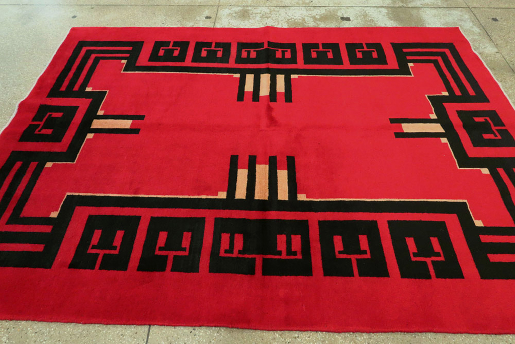 Vintage Persian Mashad Art Deco Rug Inspired By Edward McKnight Kauffer, No.25350 - Galerie Shabab