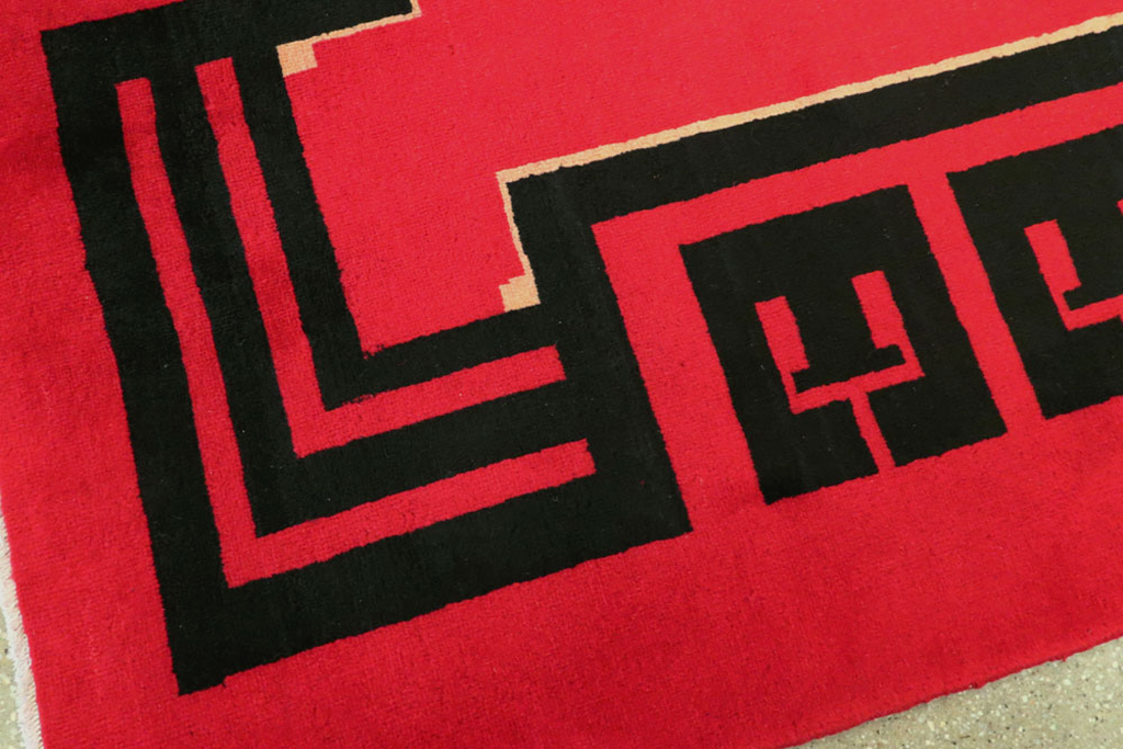 Vintage Persian Mashad Art Deco Rug Inspired By Edward McKnight Kauffer, No.25350 - Galerie Shabab