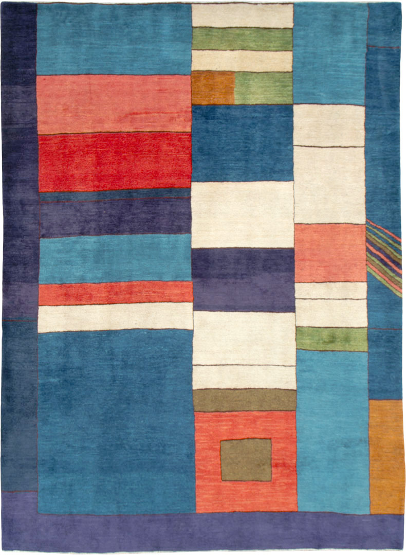 Vintage Persian Mahal Art Deco Carpet Inspired By Edward McKnight Kauffer, No.25353 - Galerie Shabab