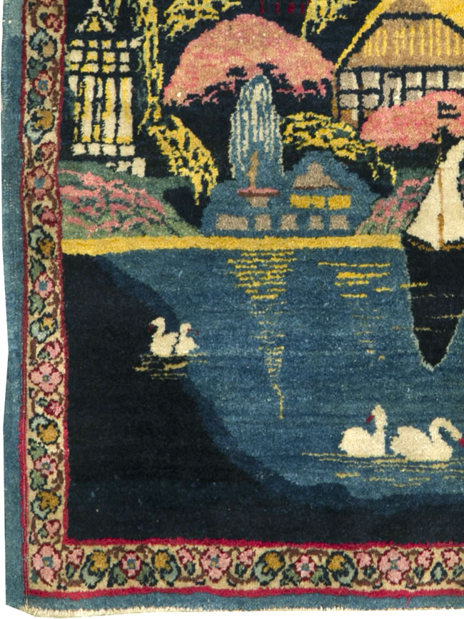 Vintage Persian Kerman Pictorial Rug, No.25357 - Galerie Shabab