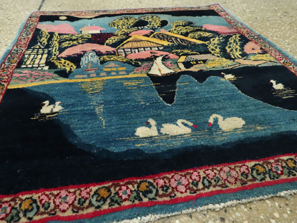 Vintage Persian Kerman Pictorial Rug, No.25357 - Galerie Shabab