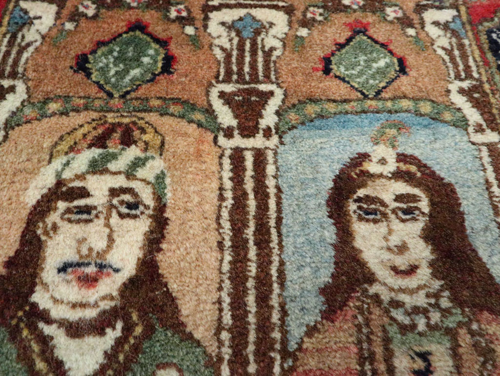 Vintage Persian Tabriz Pictorial Rug, No.25358 - Galerie Shabab