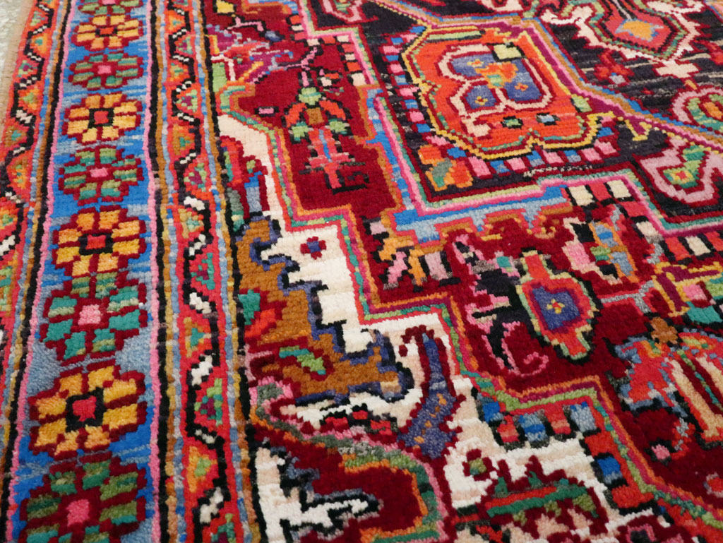 Vintage Persian Heriz Throw Rug (Pair: 1 of 2), No.25376 - Galerie Shabab