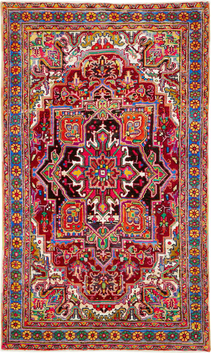 Vintage Persian Heriz Throw Rug (Pair: 2 of 2), No.25377 - Galerie Shabab