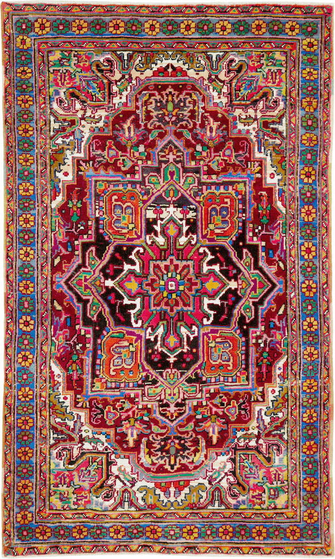 Vintage Persian Heriz Throw Rug (Pair: 2 of 2), No.25377 - Galerie Shabab