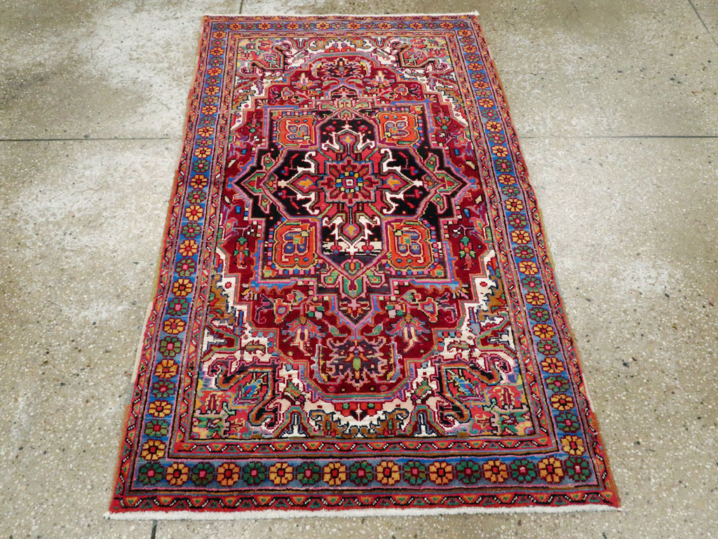 Vintage Persian Heriz Throw Rug (Pair: 2 of 2), No.25377 - Galerie Shabab