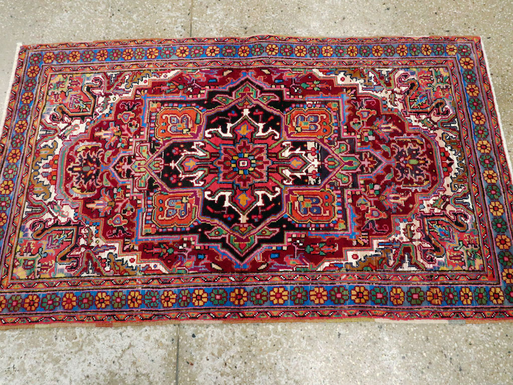 Vintage Persian Heriz Throw Rug (Pair: 2 of 2), No.25377 - Galerie Shabab