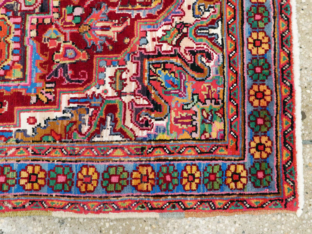 Vintage Persian Heriz Throw Rug (Pair: 2 of 2), No.25377 - Galerie Shabab