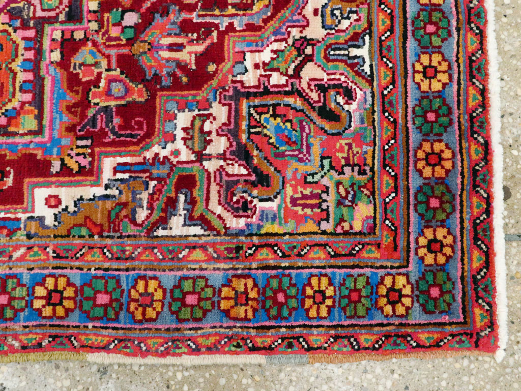 Vintage Persian Heriz Throw Rug (Pair: 2 of 2), No.25377 - Galerie Shabab