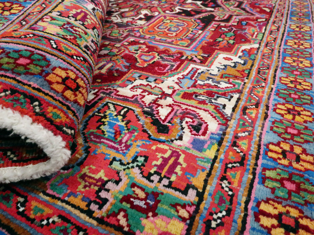 Vintage Persian Heriz Throw Rug (Pair: 2 of 2), No.25377 - Galerie Shabab