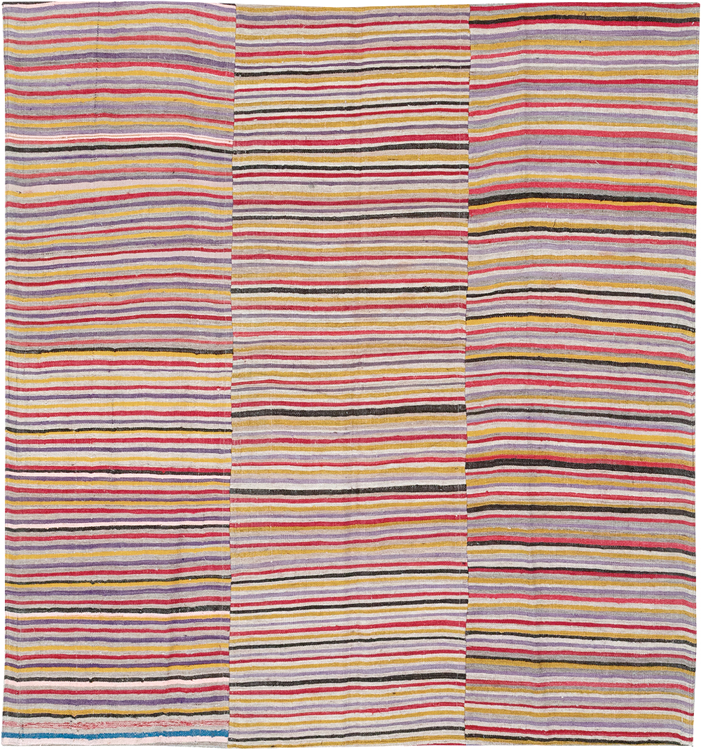 Vintage Persian Flatweave Kilim Square Accent Rug (Pair: 1 of 2), No.25381 - Galerie Shabab