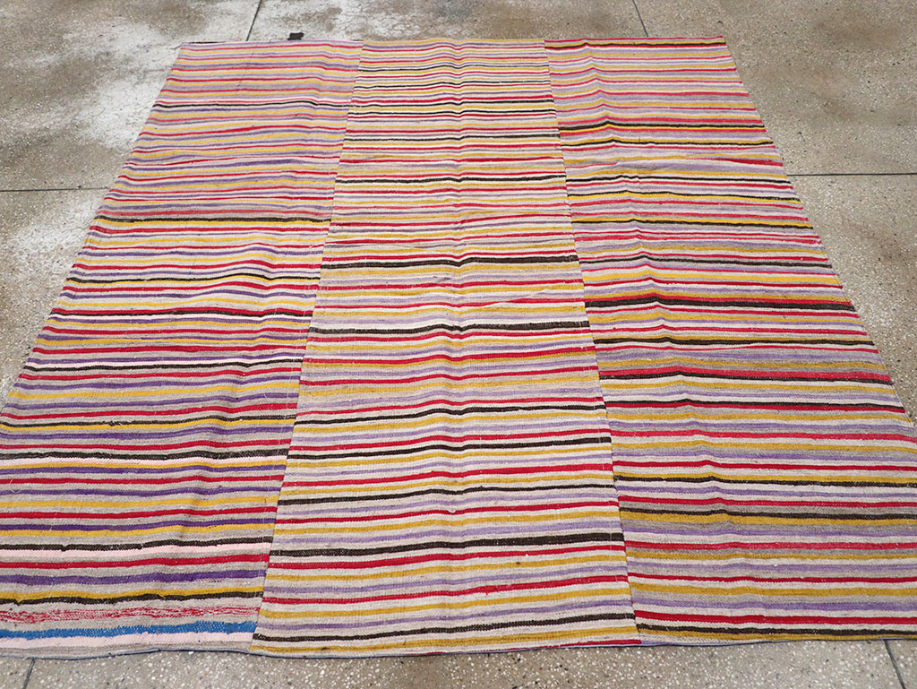 Vintage Persian Flatweave Kilim Square Accent Rug (Pair: 1 of 2), No.25381 - Galerie Shabab