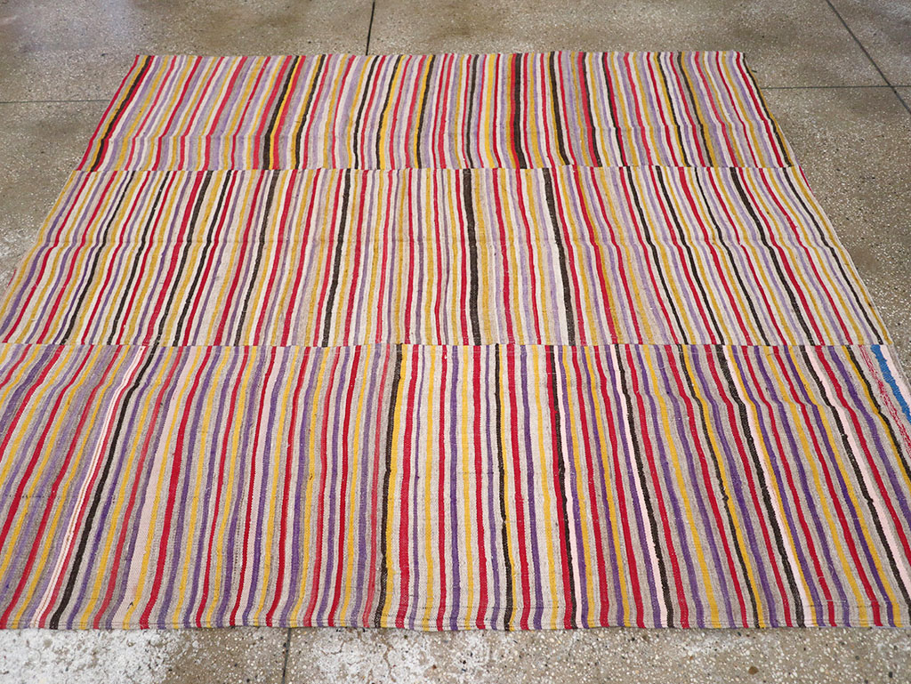Vintage Persian Flatweave Kilim Square Accent Rug (Pair: 1 of 2), No.25381 - Galerie Shabab