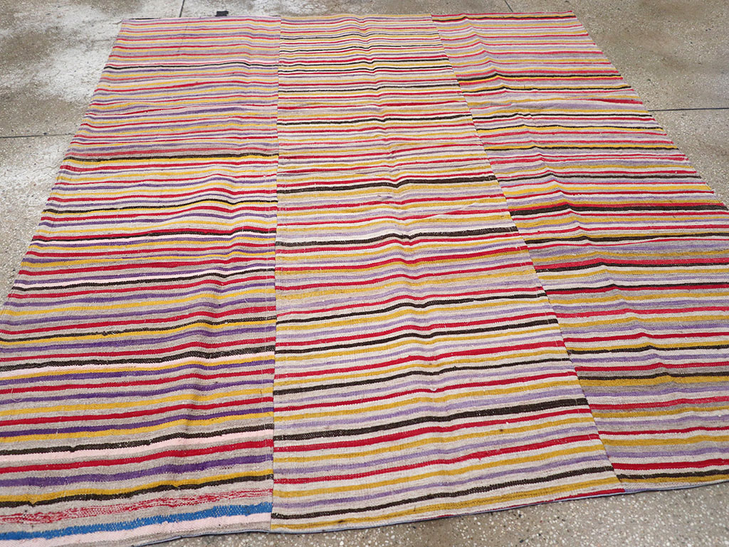 Vintage Persian Flatweave Kilim Square Accent Rug (Pair: 1 of 2), No.25381 - Galerie Shabab