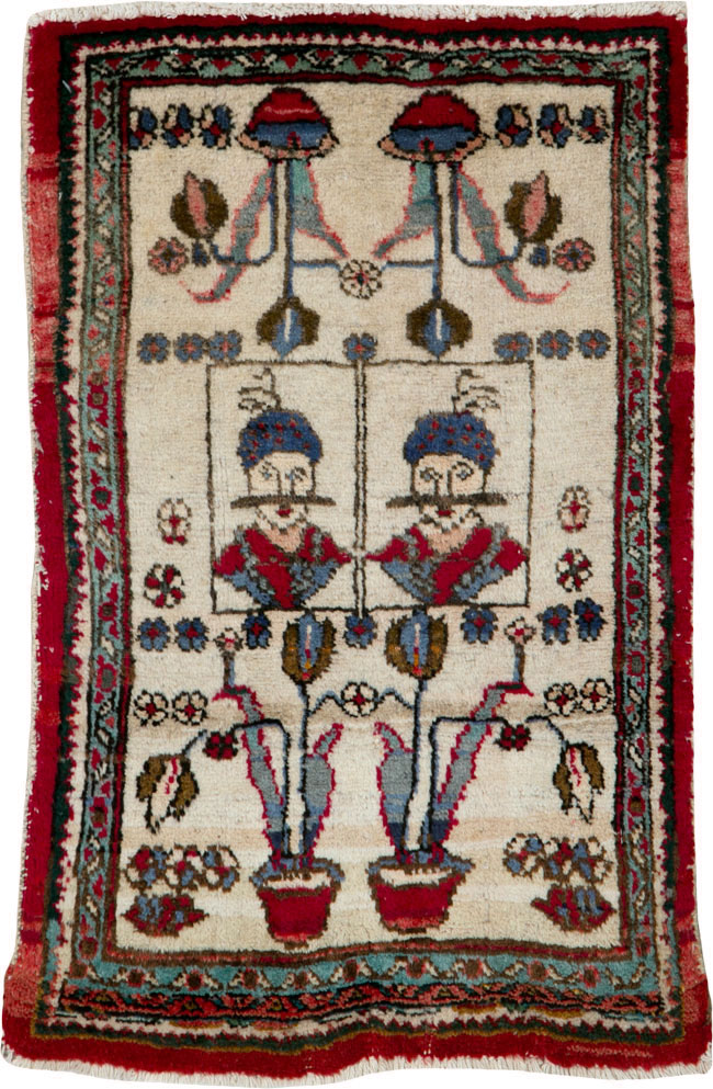 Vintage Persian Hamadan Pictorial Rug, No.25398 - Galerie Shabab