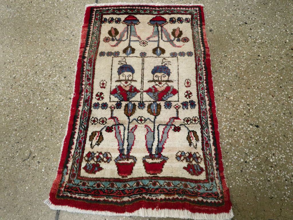 Vintage Persian Hamadan Pictorial Rug, No.25398 - Galerie Shabab