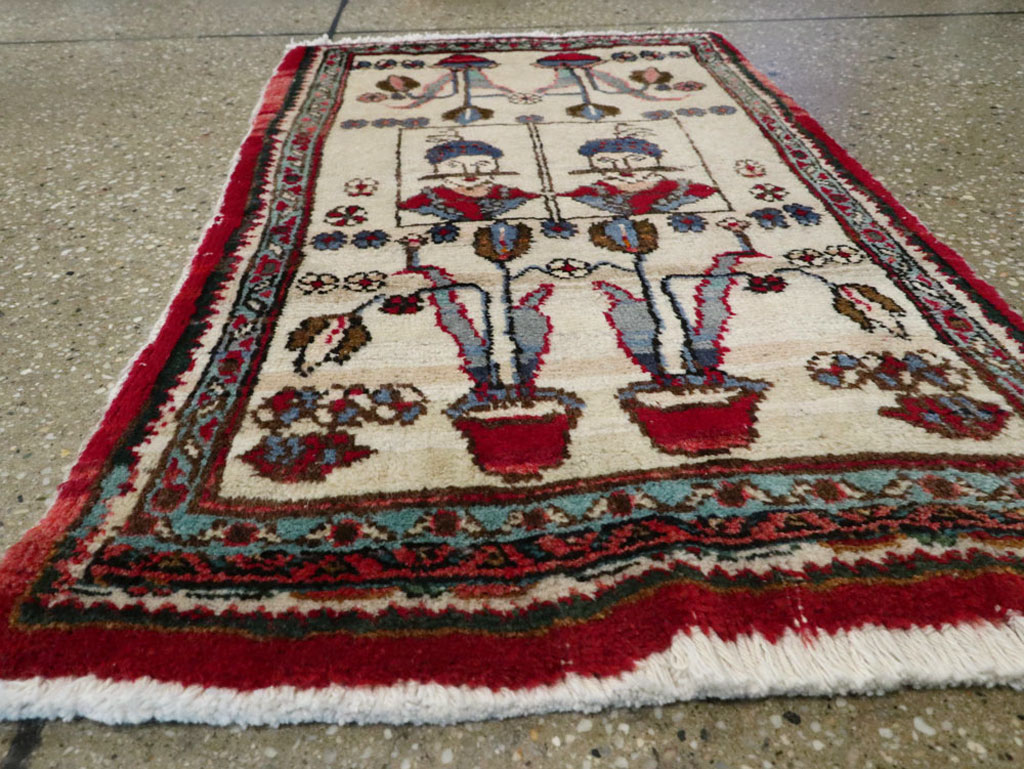 Vintage Persian Hamadan Pictorial Rug, No.25398 - Galerie Shabab