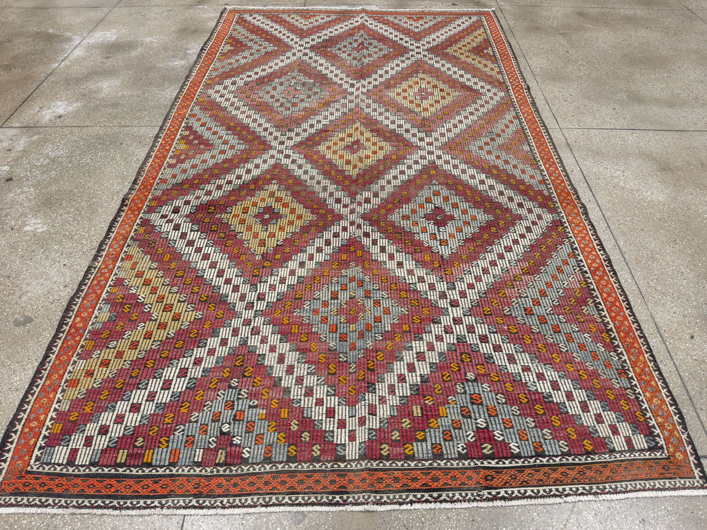 Vintage Turkish Flatweave Kilim Gallery Rug, No.25417 - Galerie Shabab