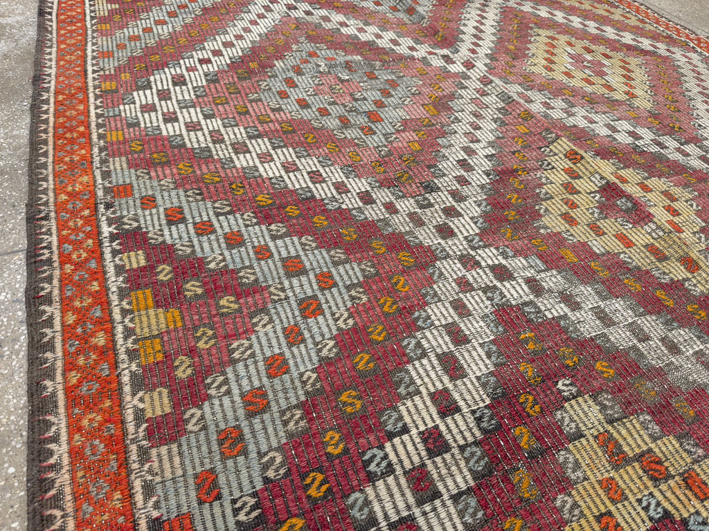 Vintage Turkish Flatweave Kilim Gallery Rug, No.25417 - Galerie Shabab