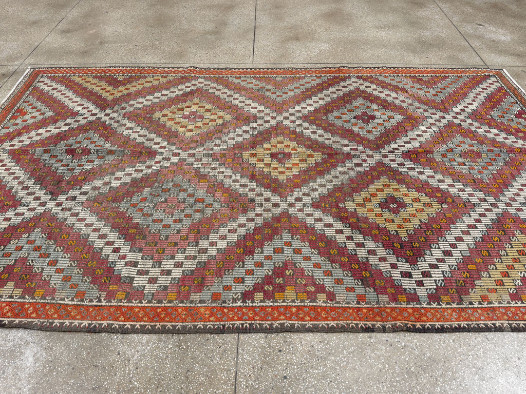 Vintage Turkish Flatweave Kilim Gallery Rug, No.25417 - Galerie Shabab