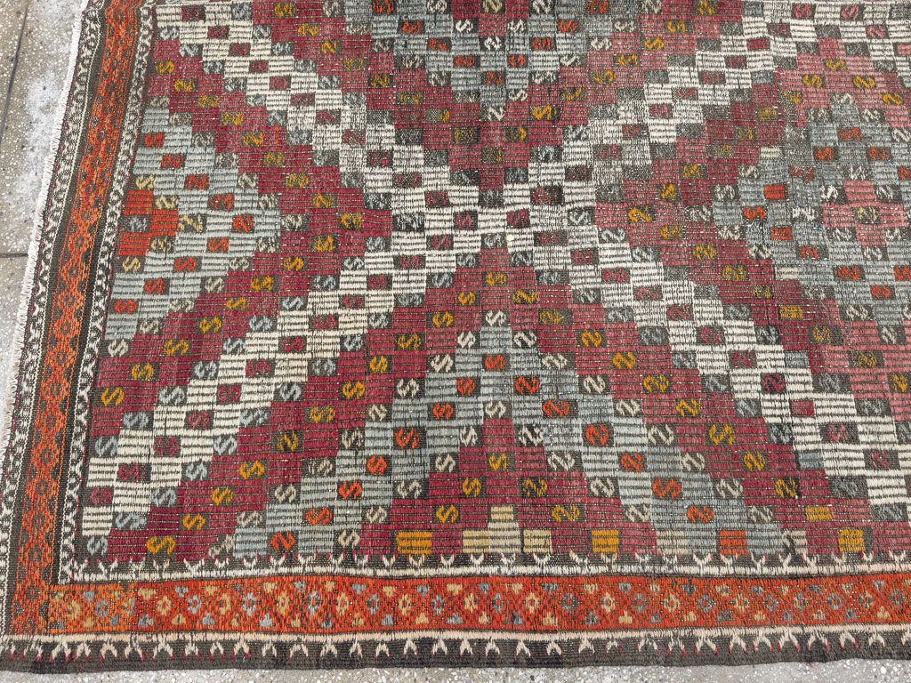 Vintage Turkish Flatweave Kilim Gallery Rug, No.25417 - Galerie Shabab