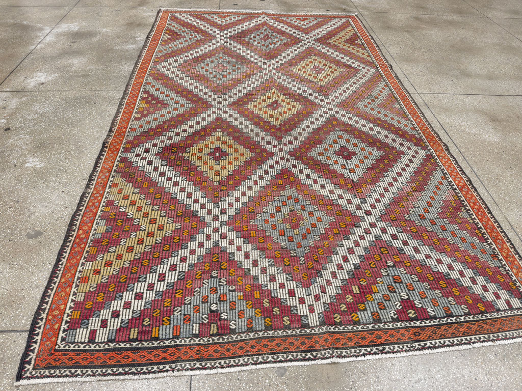 Vintage Turkish Flatweave Kilim Gallery Rug, No.25417 - Galerie Shabab