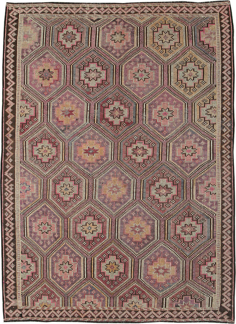 Vintage Turkish Flatweave Kilim Accent Carpet, No.25421 - Galerie Shabab