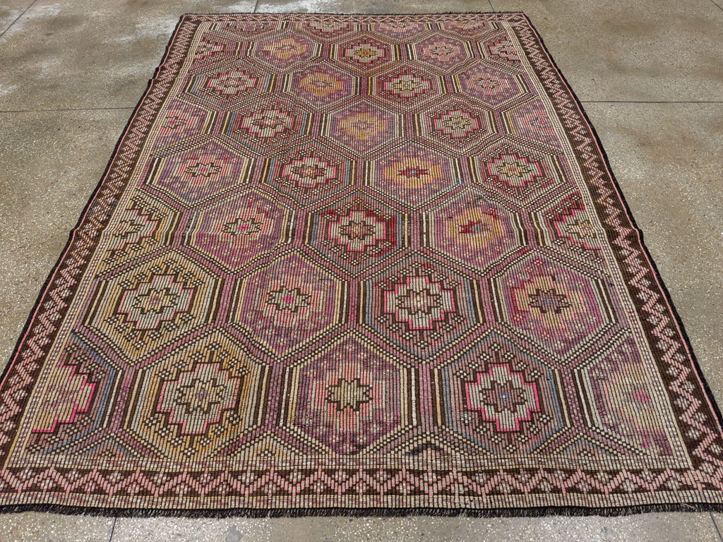 Vintage Turkish Flatweave Kilim Accent Carpet, No.25421 - Galerie Shabab