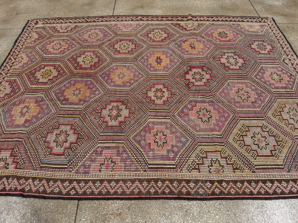 Vintage Turkish Flatweave Kilim Accent Carpet, No.25421 - Galerie Shabab