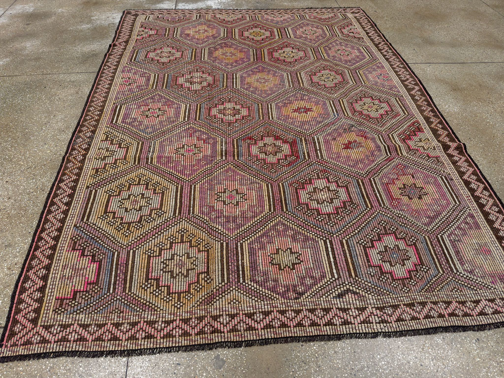 Vintage Turkish Flatweave Kilim Accent Carpet, No.25421 - Galerie Shabab