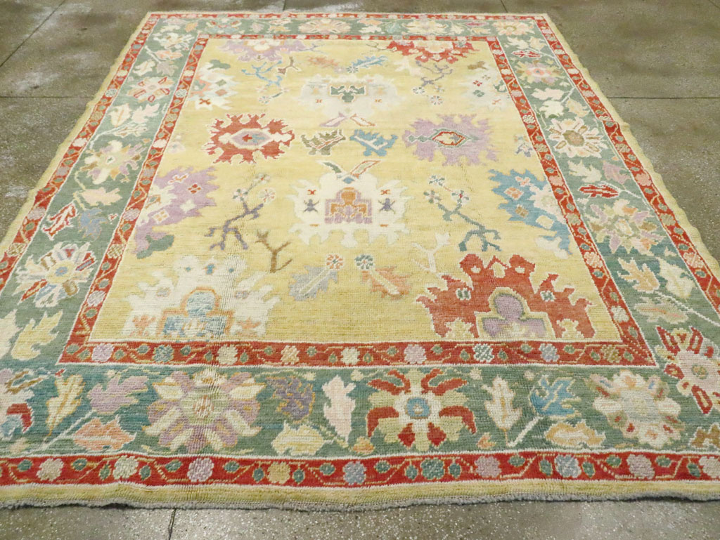 Vintage Inspired Turkish Oushak Carpet, No.25430 - Galerie Shabab