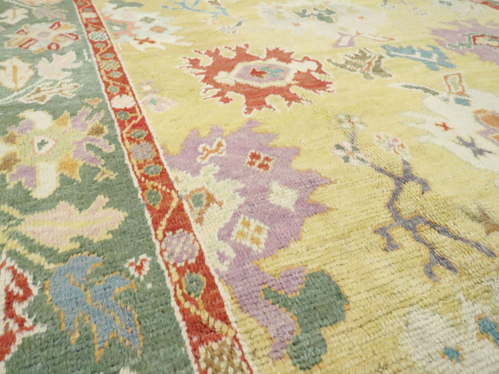 Vintage Inspired Turkish Oushak Carpet, No.25430 - Galerie Shabab