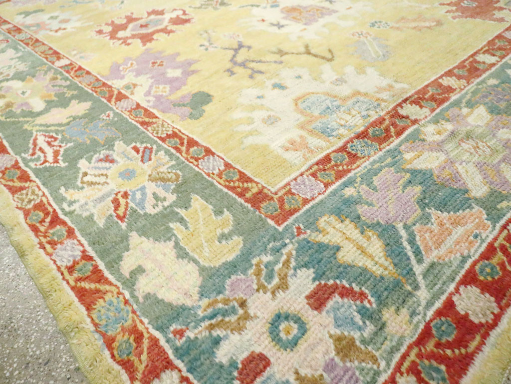 Vintage Inspired Turkish Oushak Carpet, No.25430 - Galerie Shabab
