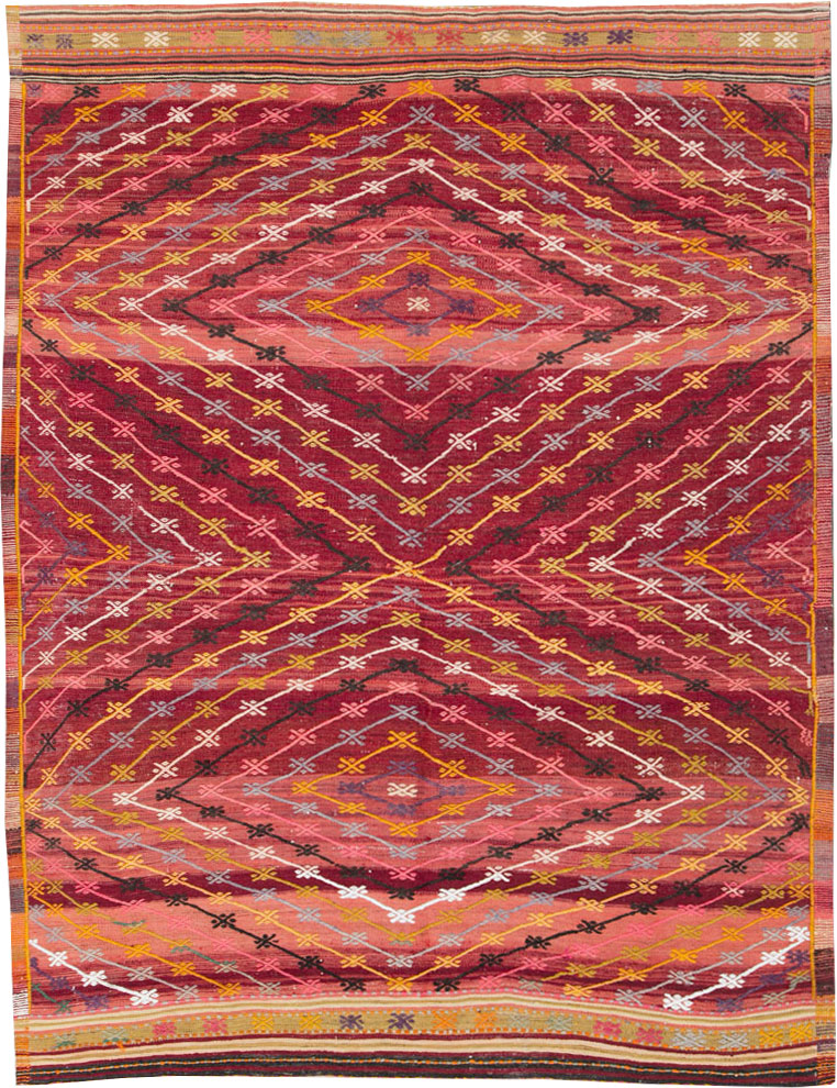 Vintage Turkish Flatweave Kilim Accent Rug, No.25434 - Galerie Shabab