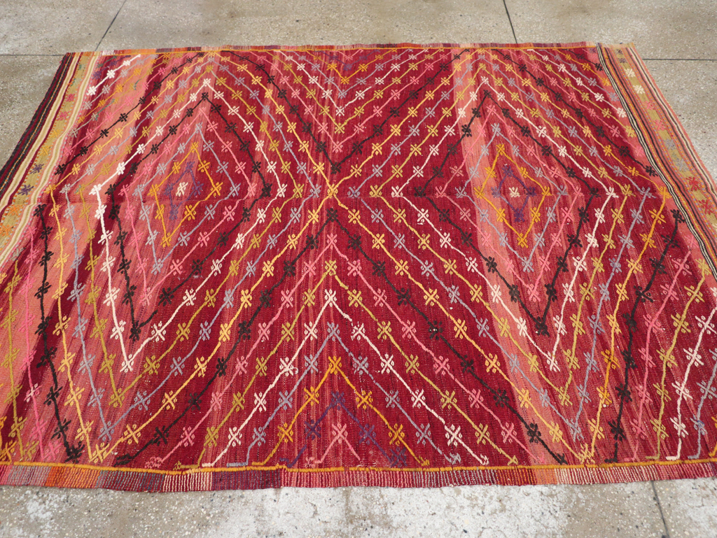 Vintage Turkish Flatweave Kilim Accent Rug, No.25434 - Galerie Shabab