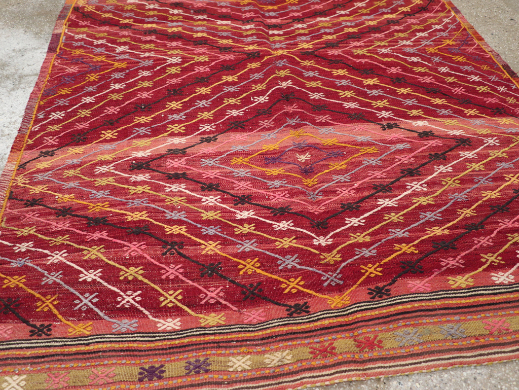Vintage Turkish Flatweave Kilim Accent Rug, No.25434 - Galerie Shabab