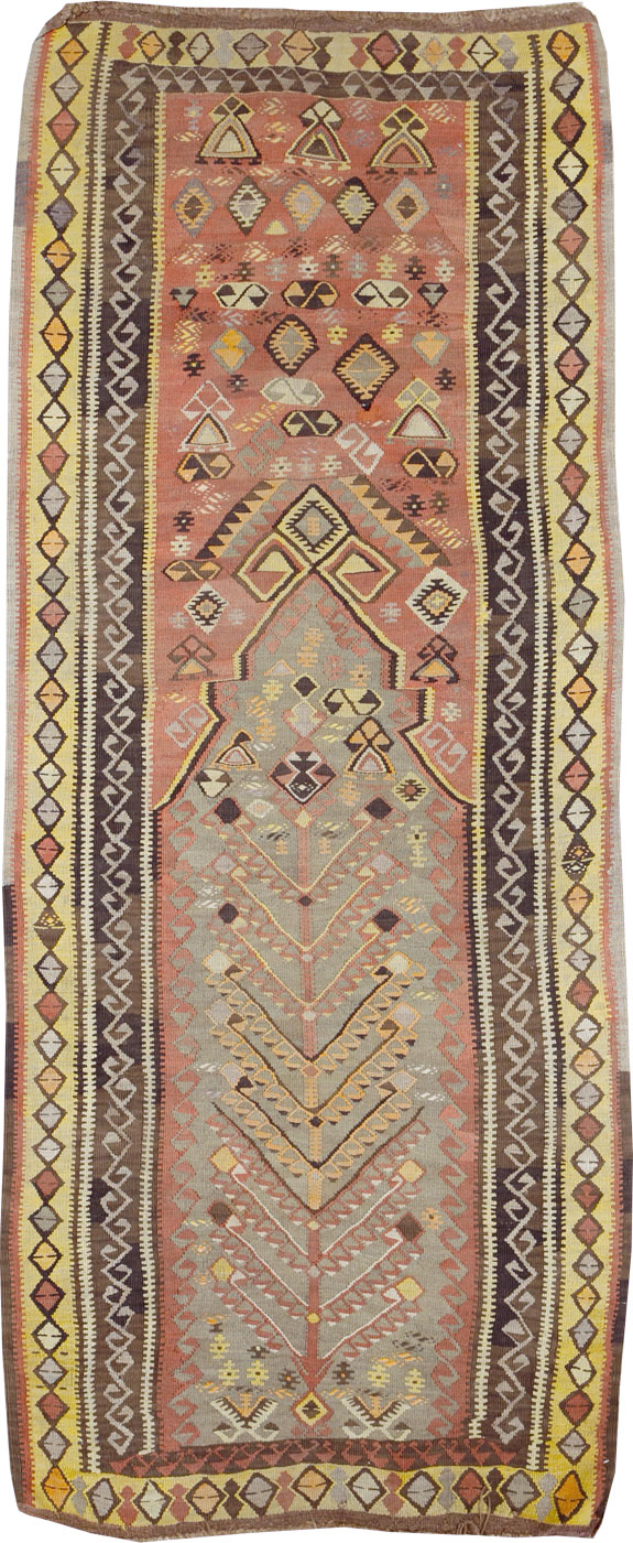 Vintage Turkish Flatweave Kilim Runner, No.25438 - Galerie Shabab