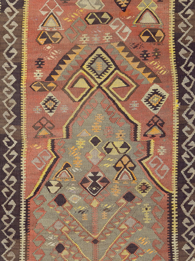Vintage Turkish Flatweave Kilim Runner, No.25438 - Galerie Shabab