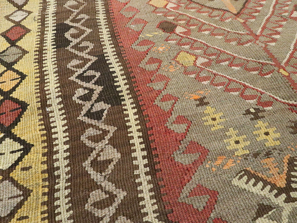 Vintage Turkish Flatweave Kilim Runner, No.25438 - Galerie Shabab
