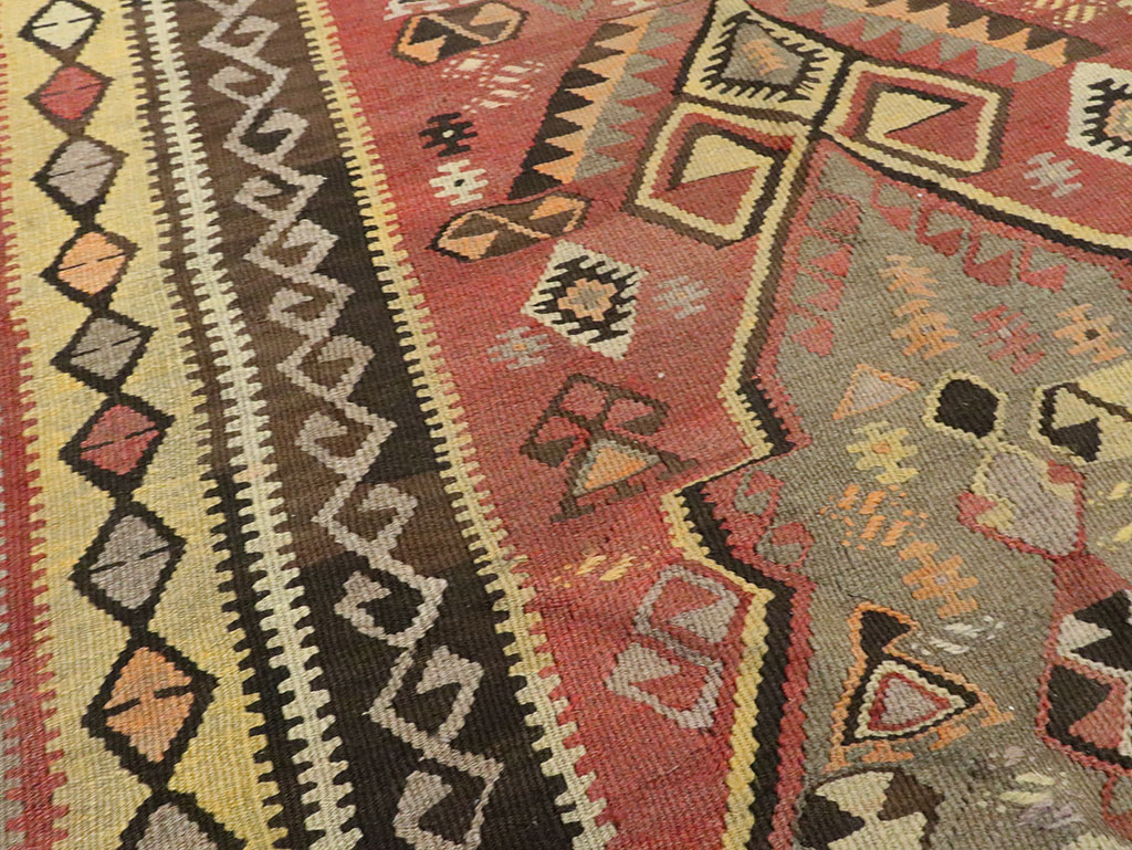 Vintage Turkish Flatweave Kilim Runner, No.25438 - Galerie Shabab