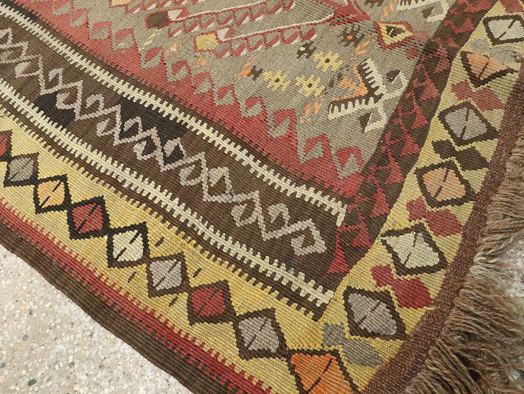 Vintage Turkish Flatweave Kilim Runner, No.25438 - Galerie Shabab