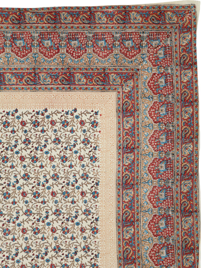 Vintage Persian Isfahan Ghalamkari Square Textile, No.25466 - Galerie Shabab