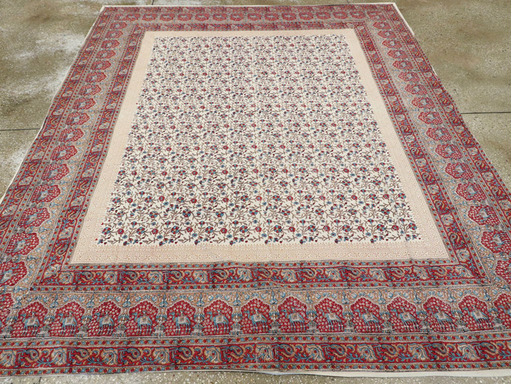 Vintage Persian Isfahan Ghalamkari Square Textile, No.25466 - Galerie Shabab