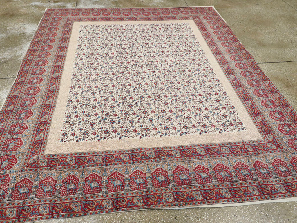Vintage Persian Isfahan Ghalamkari Square Textile, No.25466 - Galerie Shabab