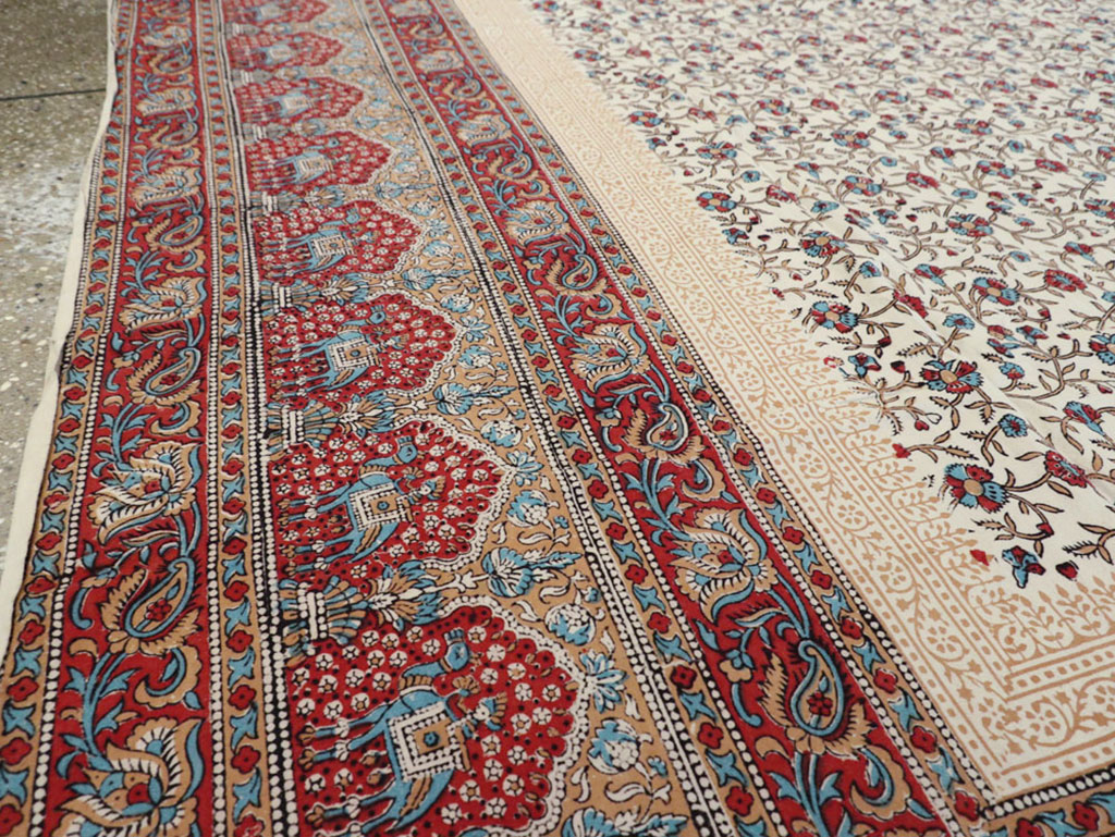Vintage Persian Isfahan Ghalamkari Square Textile, No.25466 - Galerie Shabab