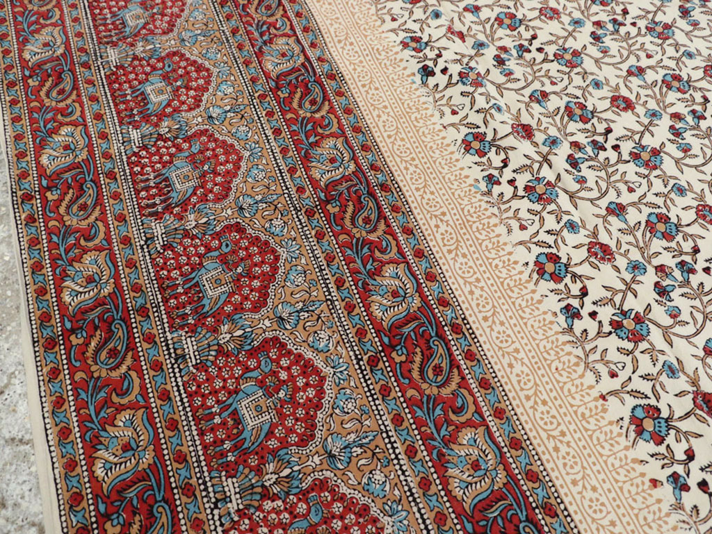 Vintage Persian Isfahan Ghalamkari Square Textile, No.25466 - Galerie Shabab