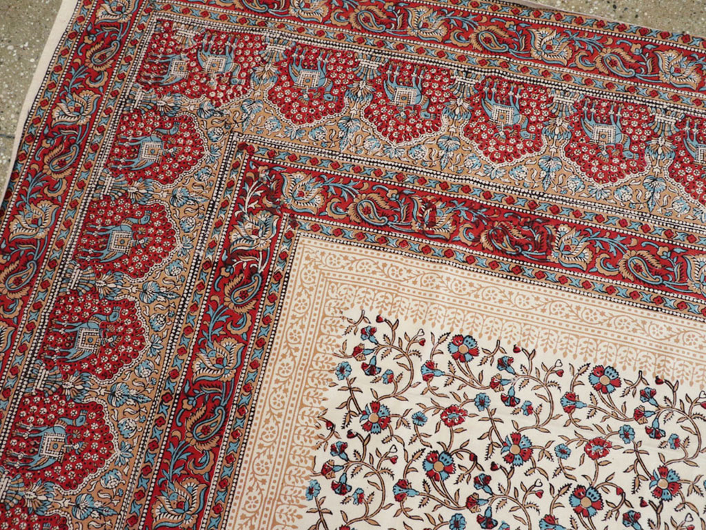 Vintage Persian Isfahan Ghalamkari Square Textile, No.25466 - Galerie Shabab