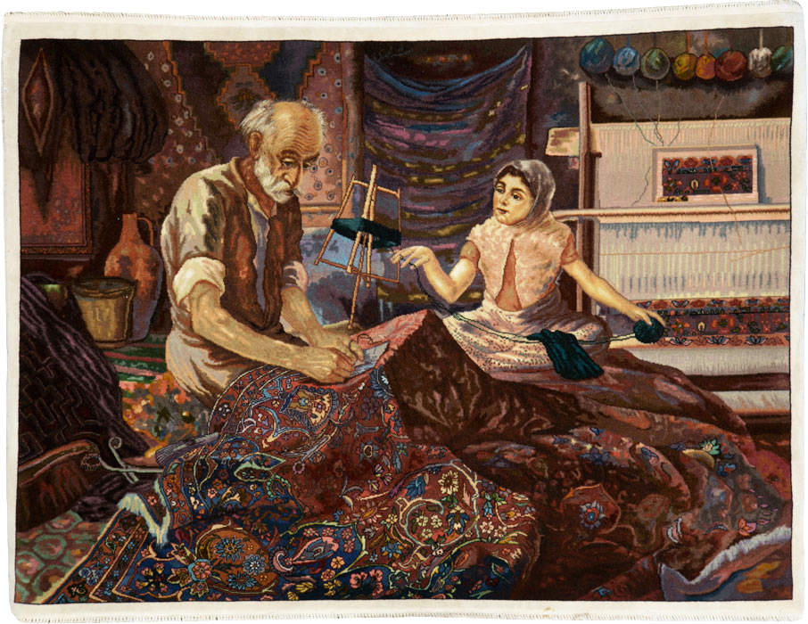 Vintage Persian Tabriz Pictorial Rug, No.25469 - Galerie Shabab